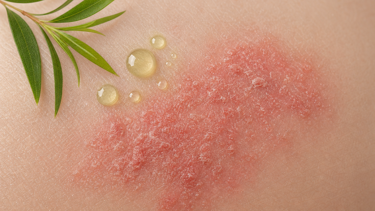Medical-style diagram of a reactive skin surface with redness markers and barrier disruption shapes, no text, people, logos, packaging, or before-after framing.
